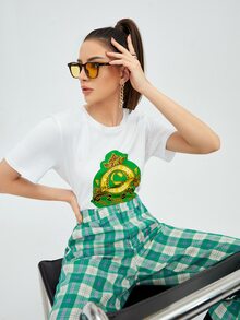 Mulvari Letter And Graphic Print Tee - White - View 3