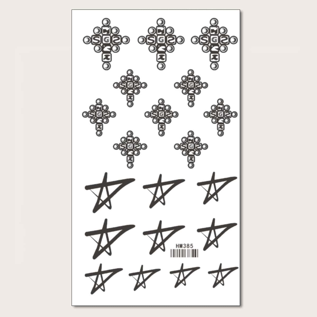 

1sheet Star Pattern Tattoo Sticker, Black