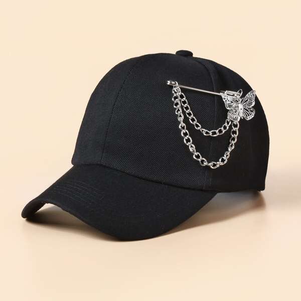 

Men Butterfly & Chain Decor Baseball Cap, Black