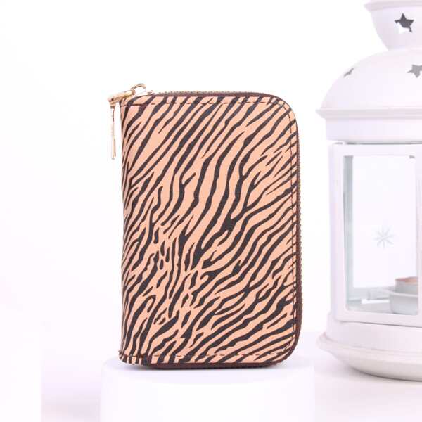 

Zebra Stripe Pattern Card Holder, Khaki