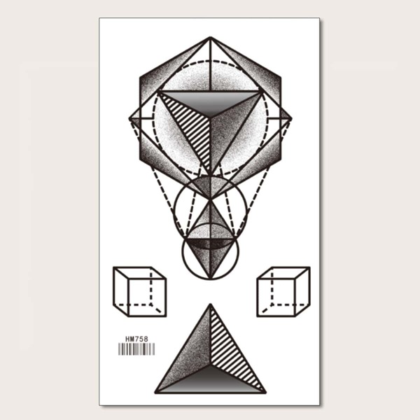 

1sheet Geometric Pattern Tattoo Sticker, Black