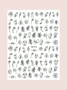 1 ark Line Art Nail Art Sticker Nail Stickers DIY - Svart - Visa 2