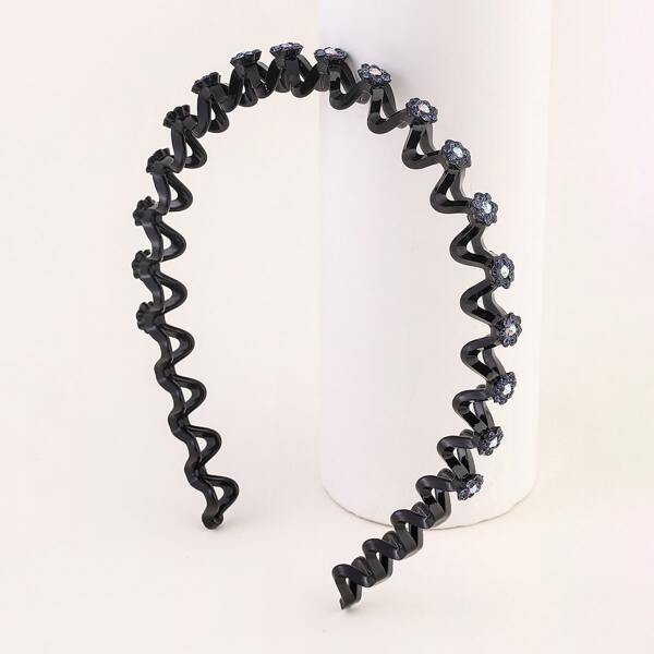 

Rhinestone Flower Decor Headband, Black