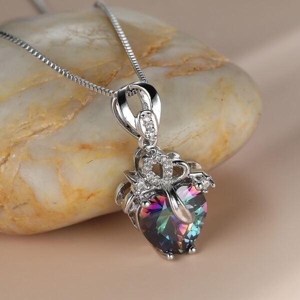 

18K Gold Plated Heart Charm Necklace, Silver