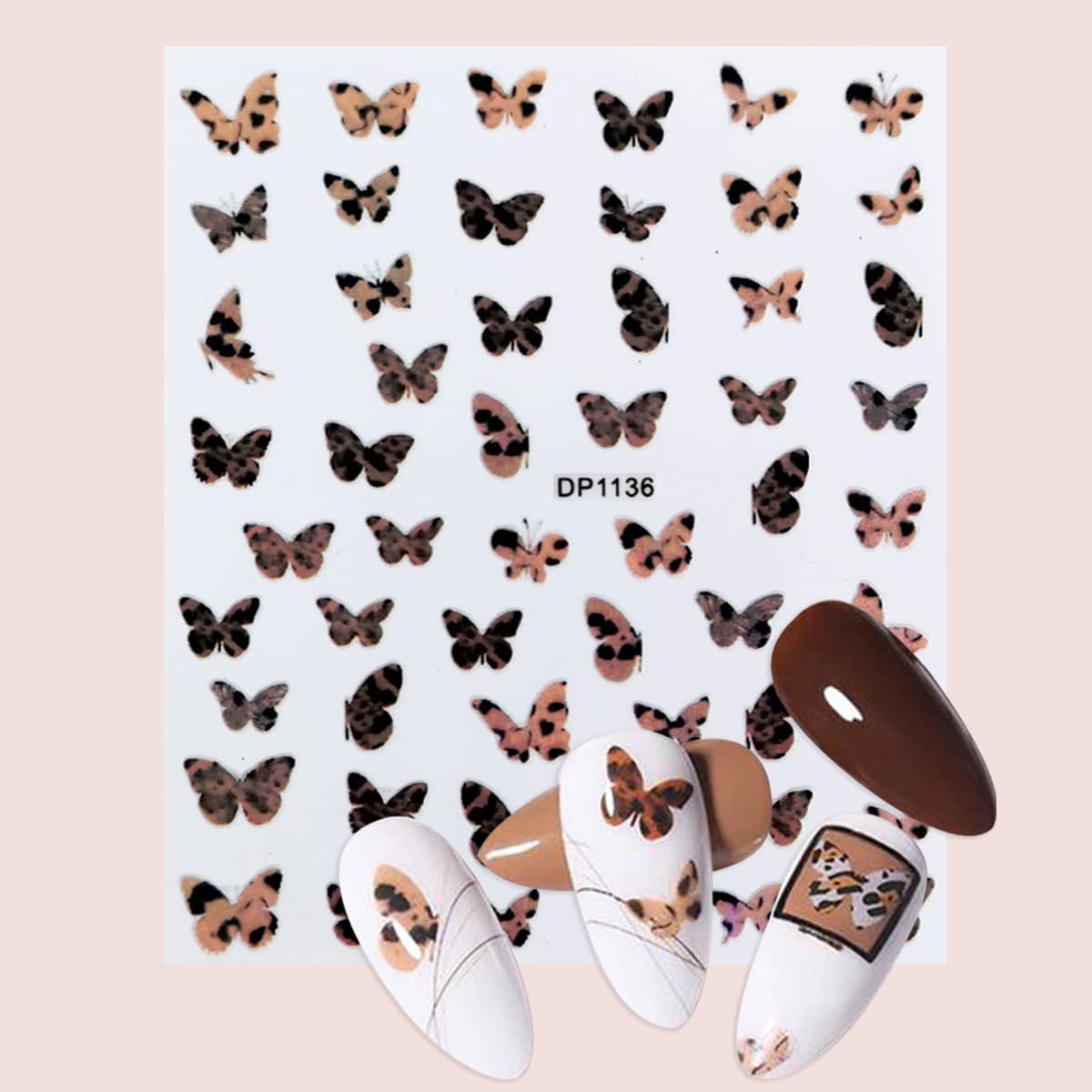 

1sheet Leopard Butterfly Nail Art Sticker, Multicolor