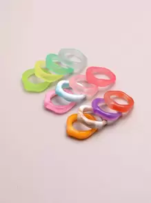 12pcs Simple Design Ring - Multicolor - View 1