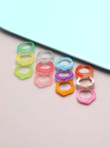 12pcs Simple Design Ring - Multicolor - View 5