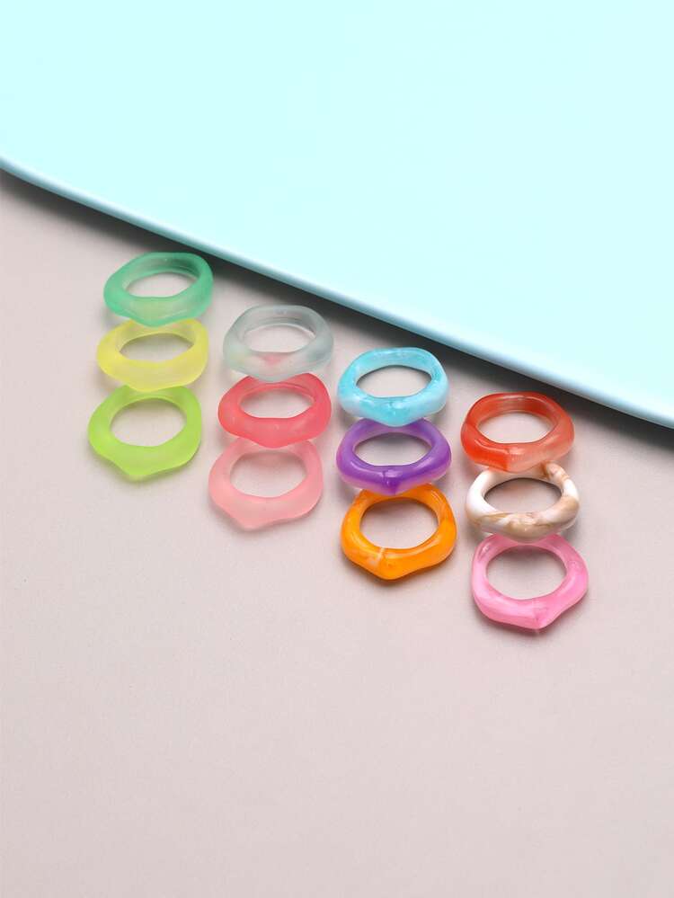 12pcs Simple Design Ring - Multicolor - View 5