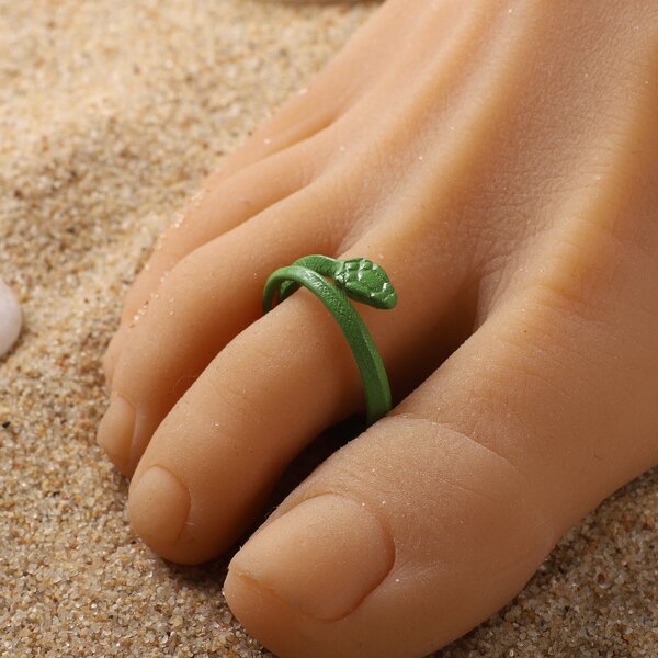 

Snake Design Toe Ring, Green