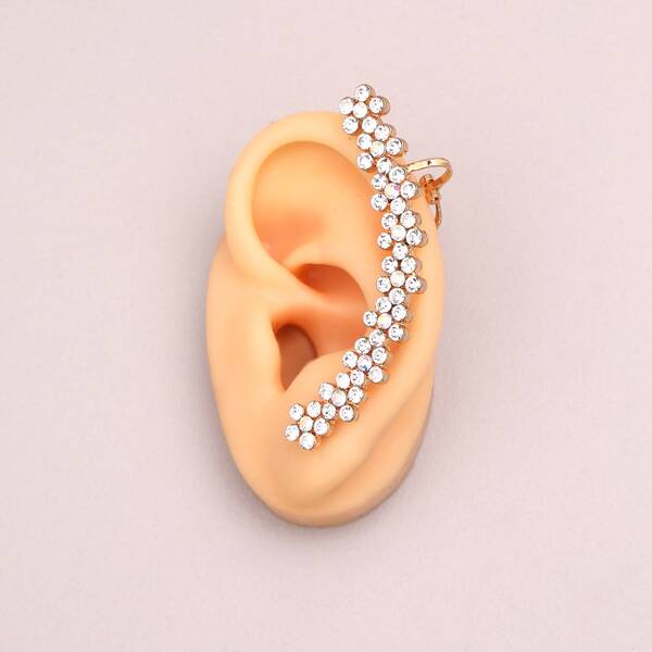 

1pc Rhinestone Decor Earring, Gold