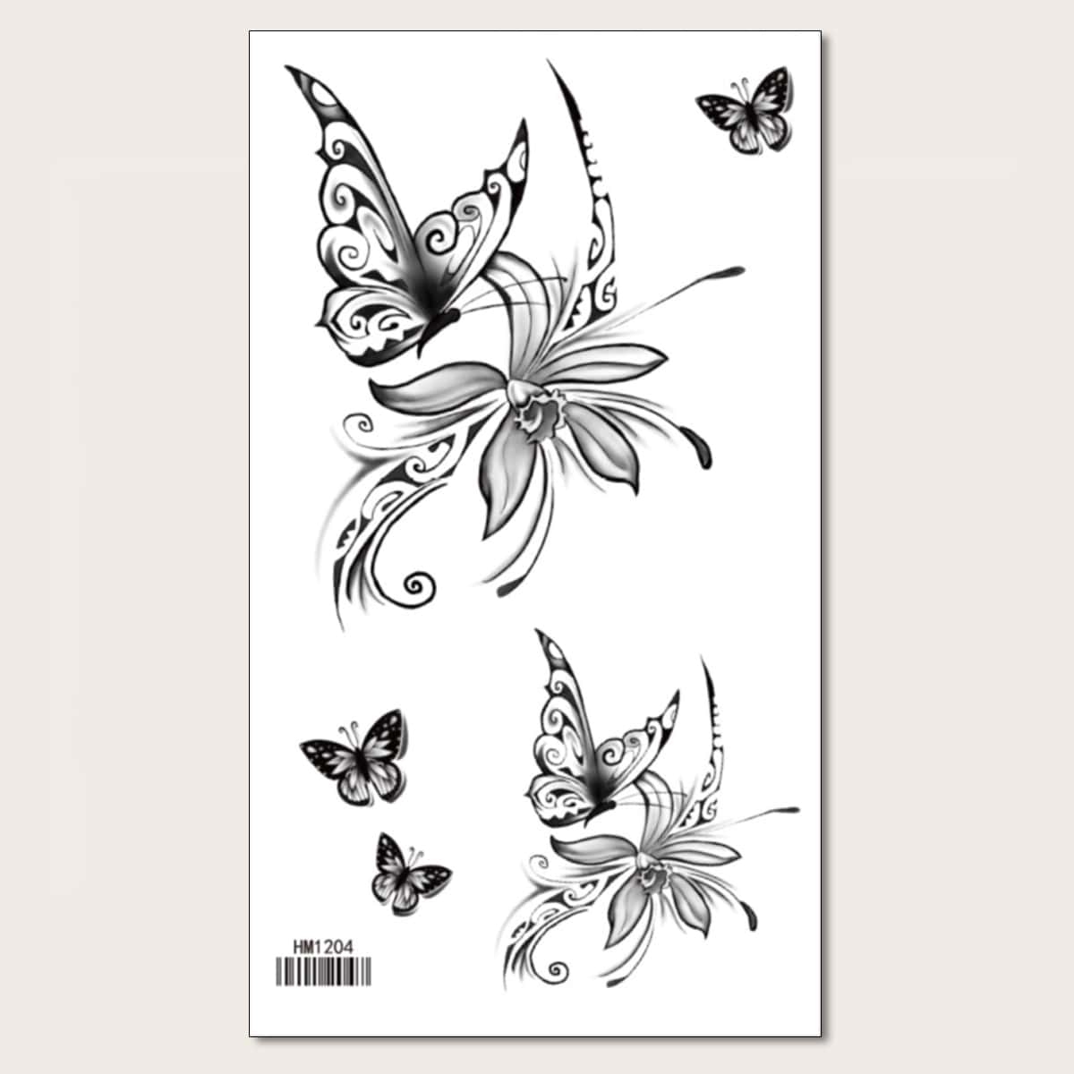 

1sheet Butterfly Pattern Tattoo Sticker, Black