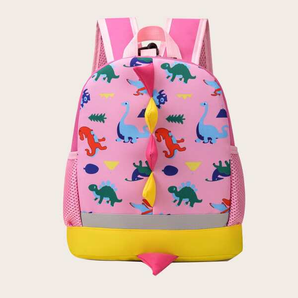 

Girls Allover Dinosaur Pattern Backpack, Pink