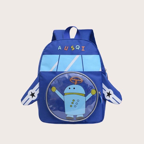 

Kids Plane Design Robot Graphic Backpack, Blue