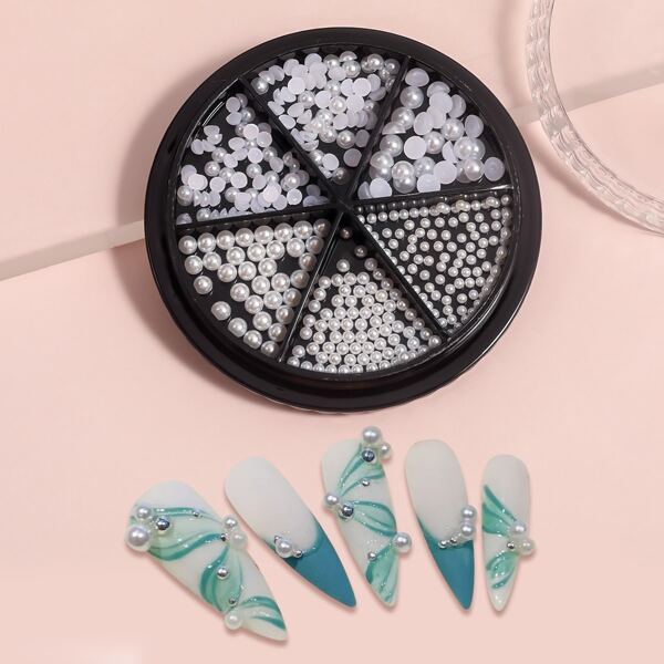 

1box Faux Pearl Nail Art Decoration, White