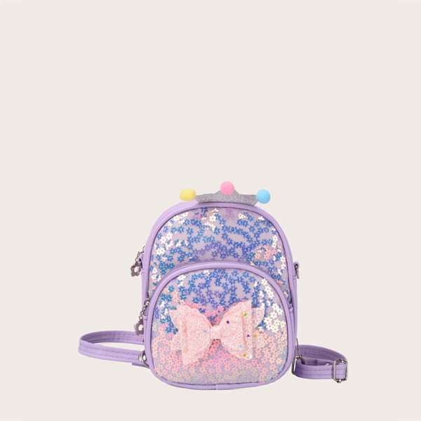 

Girls Bow Decor Classic Backpack, Purple