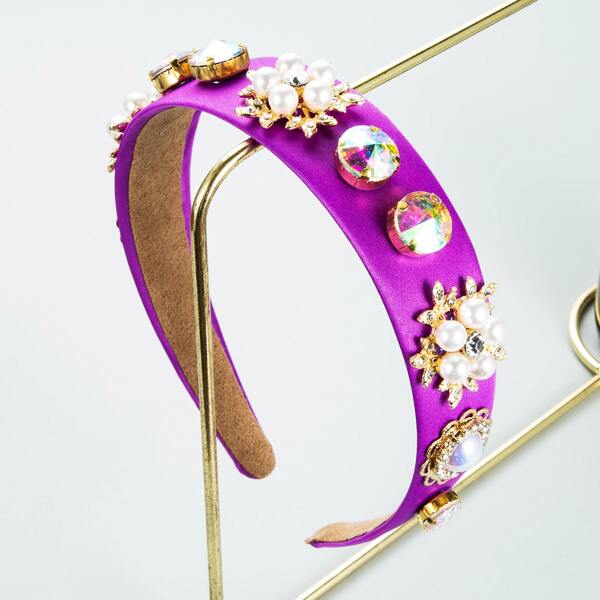 

Faux Pearl Decor Headband, Purple