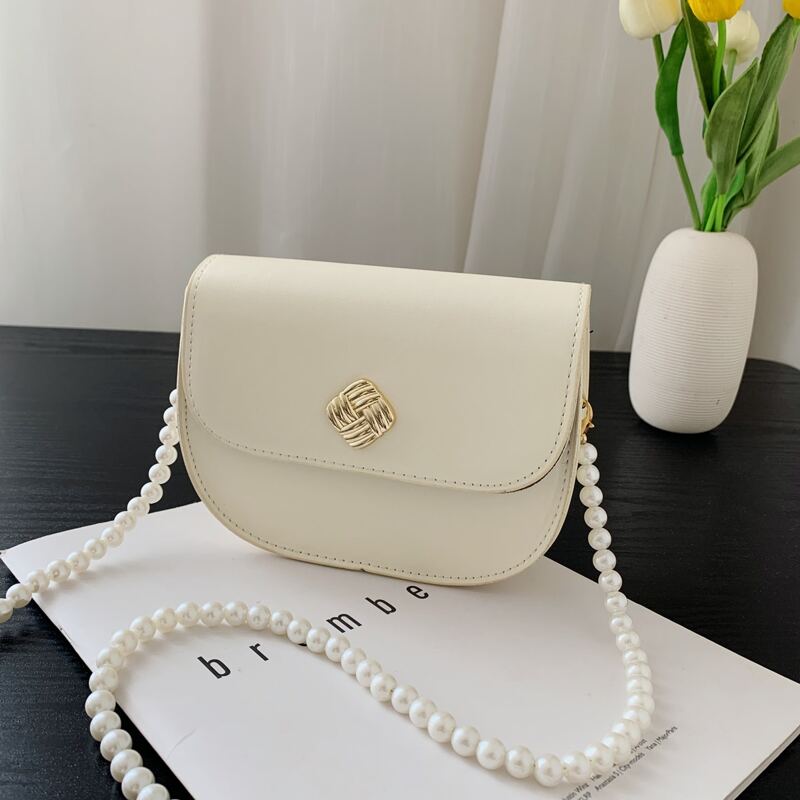

Faux Pearl Beaded Crossbody Bag, White