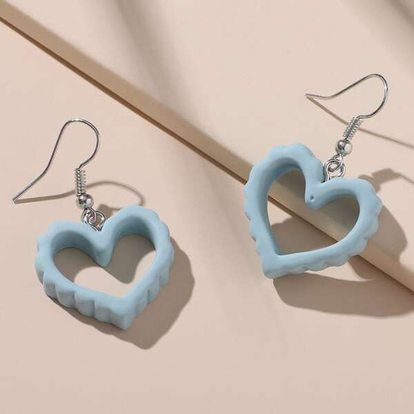 

Heart Drop Earrings, Blue