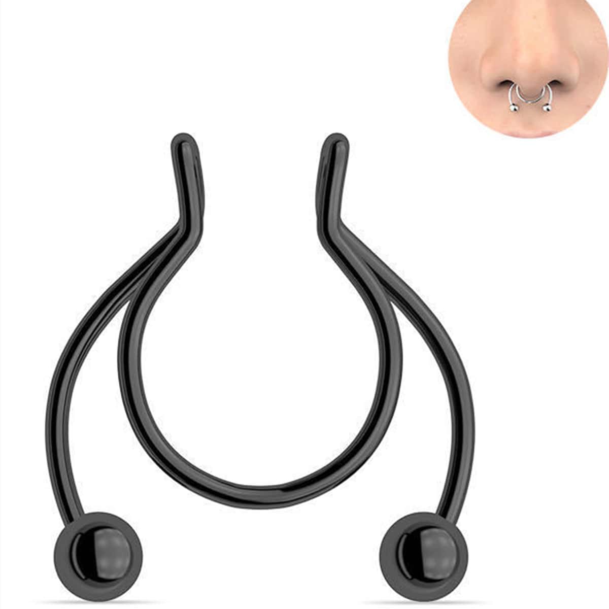 

1pc Stainless Steel Nose Ring, Black