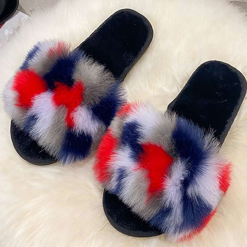 

Colorful Fluffy Bedroom Slippers, Multicolor