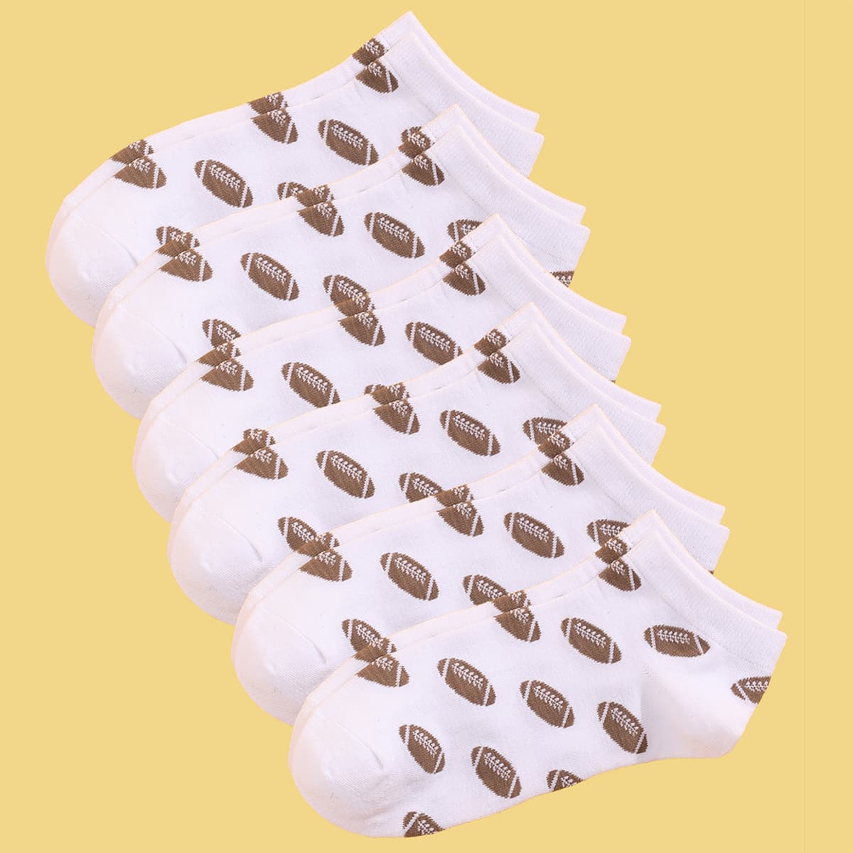6pairs Guys Rugby Pattern Socks, White