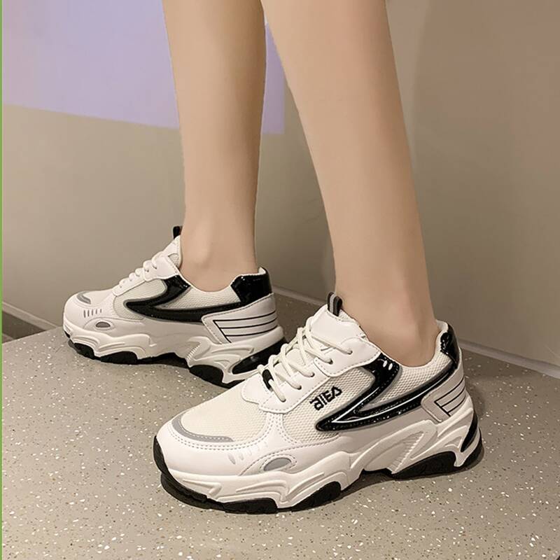 

Lace-up Front Chunky Sneakers, Black