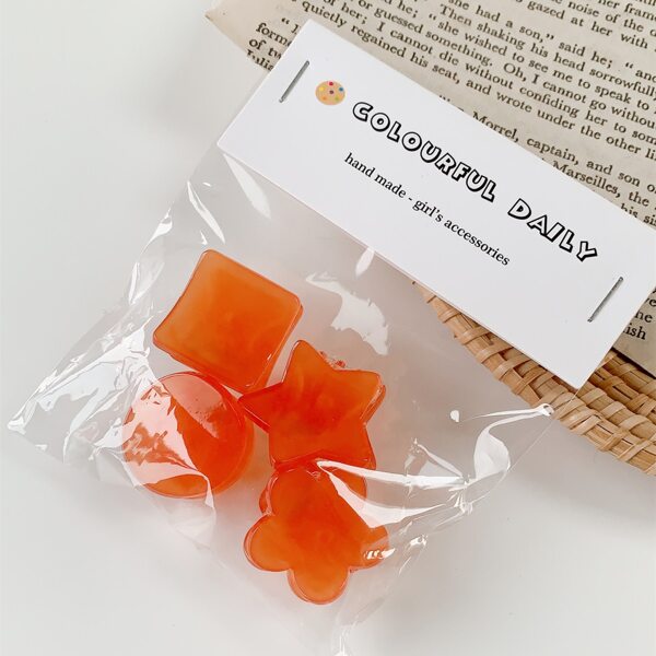

4pcs Star Design Hair Claw, Coral orange
