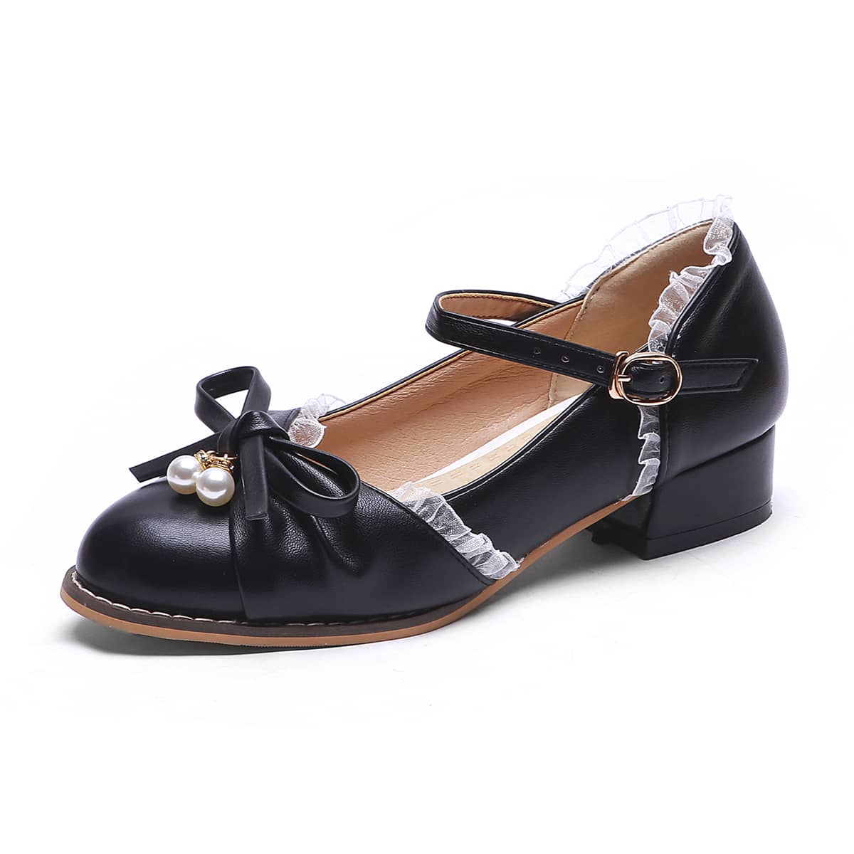 

Ruched Bow Decor Mary Jane Pumps, Black