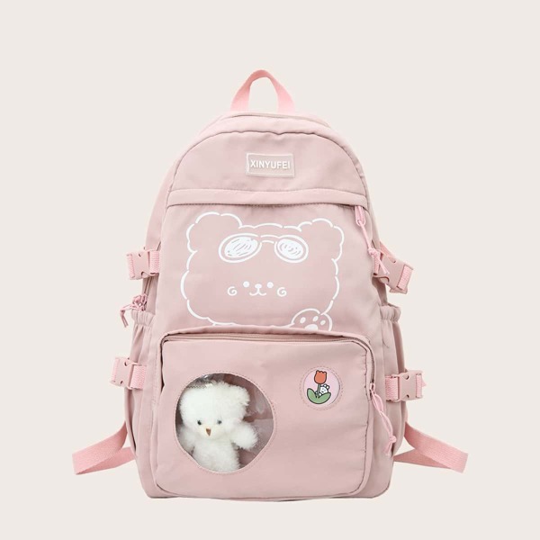 

Girls Cartoon Graphic Backpack, Pink