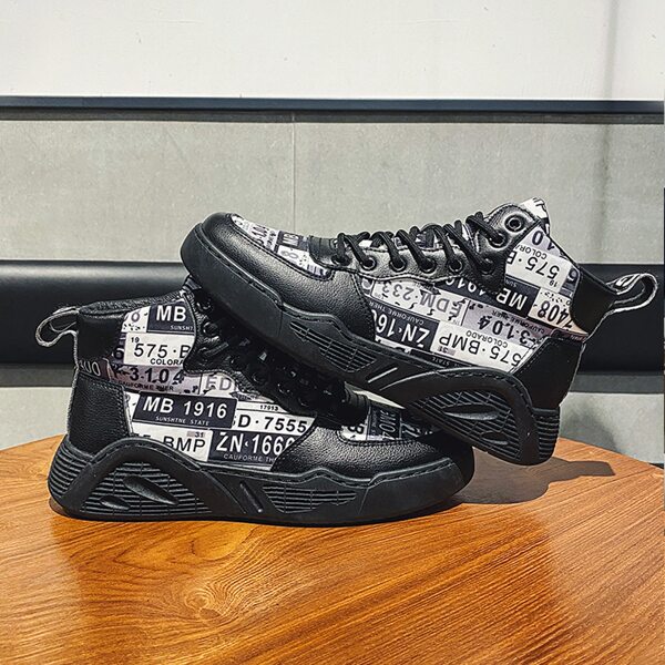 

Men Letter Graphic High Top Skate Shoes, Black