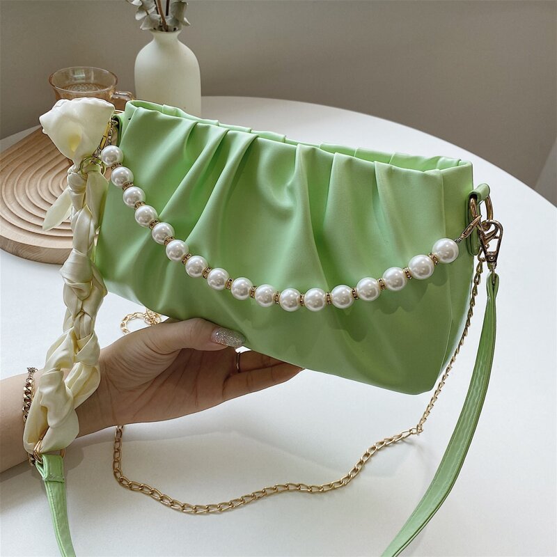 

Ruched Shoulder Bag, Green