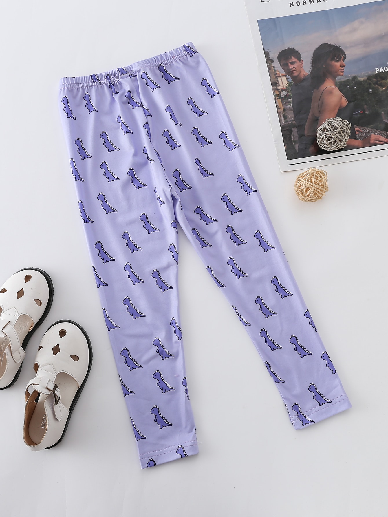 Toddler Girls Cartoon Dinosaur Print 