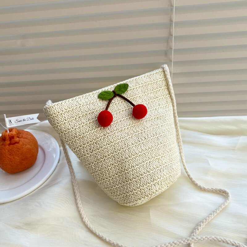 

Cherry Decor Crossbody Bag, Beige