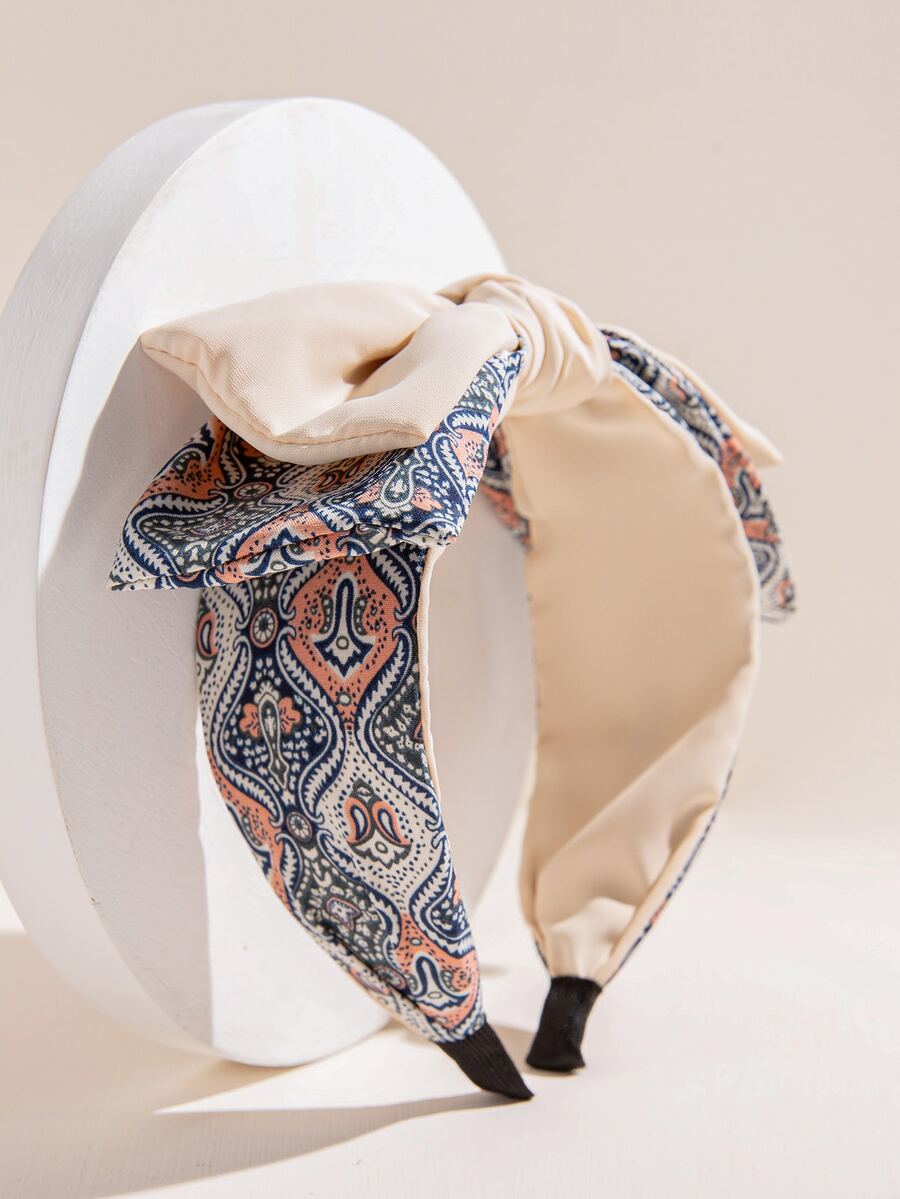 Bow Decor Wide Headband - Multicolor - View 1