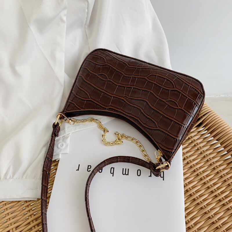 

Croc Embossed Shoulder Bag, Brown