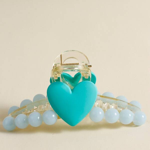 

Heart Decor Hair Claw, Blue
