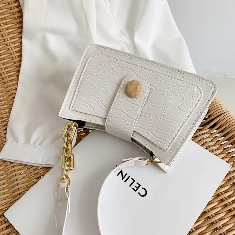 

Croc Embossed Shoulder Bag, White