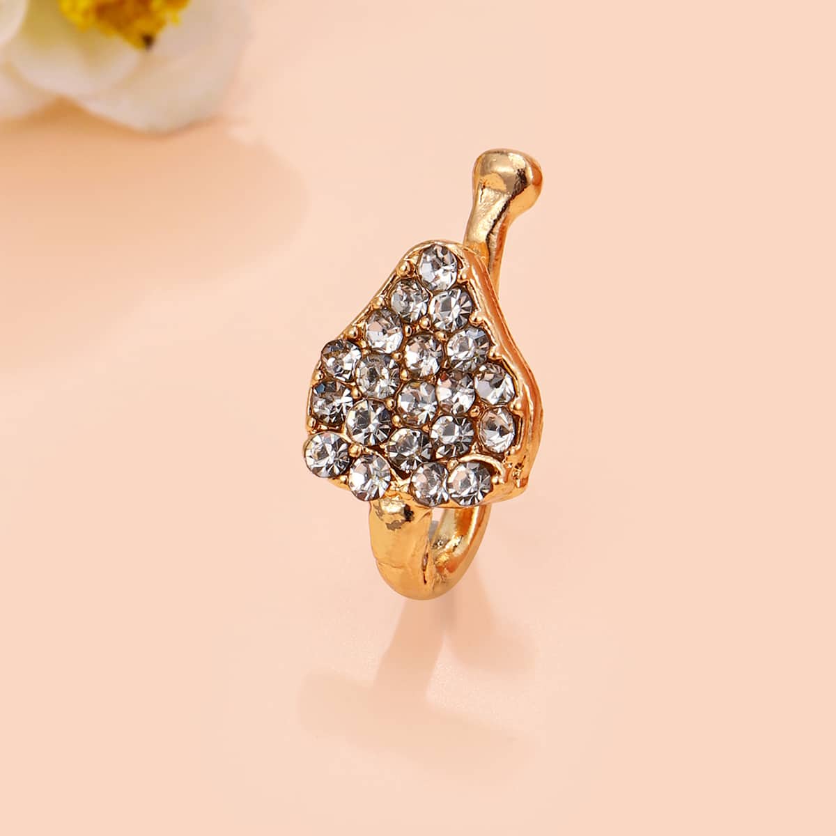 

Rhinestone Decor Nose Ring, Gold