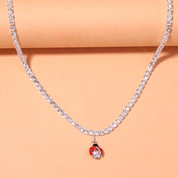 

Ladybug Charm Necklace, Silver