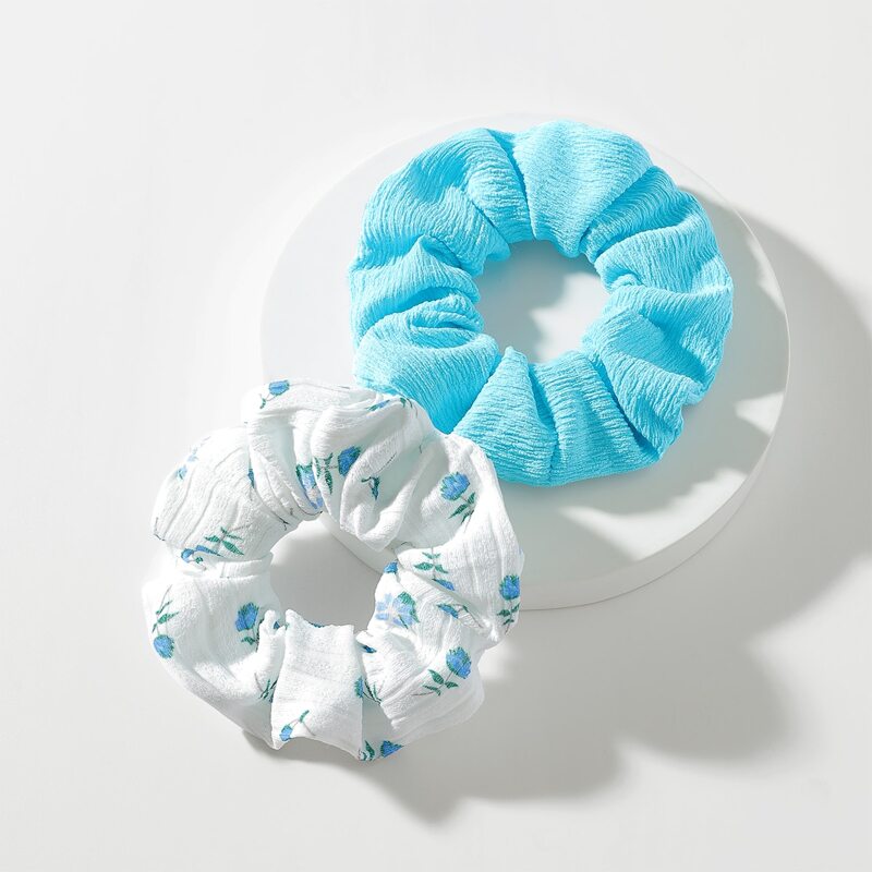 

2pcs Floral Print Scrunchie, Multicolor