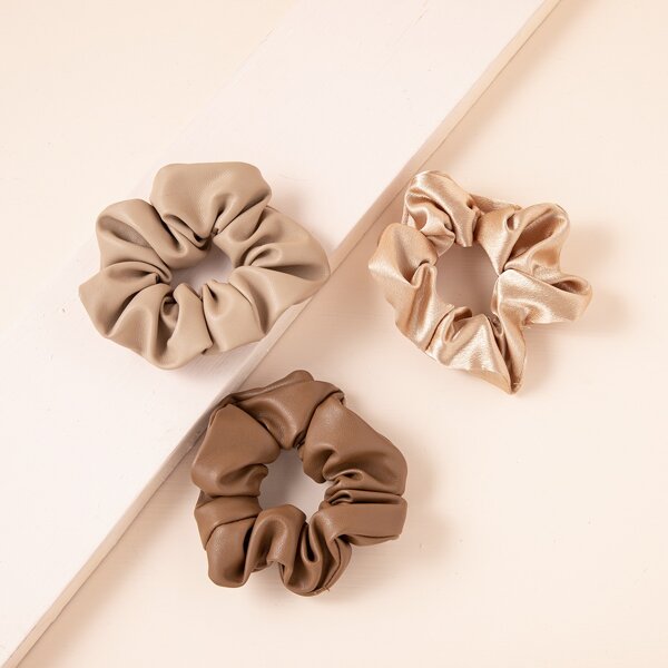 

3pcs Solid Scrunchies, Multicolor
