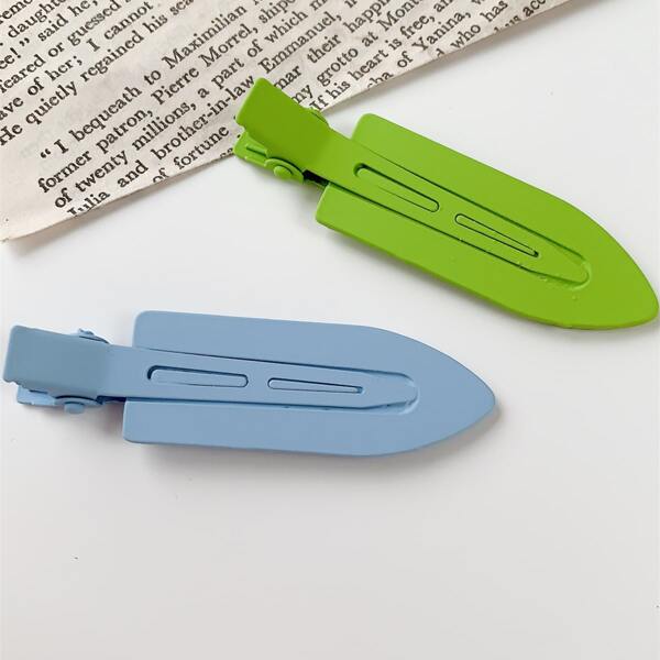 

2pcs Solid Hair Clip, Multicolor