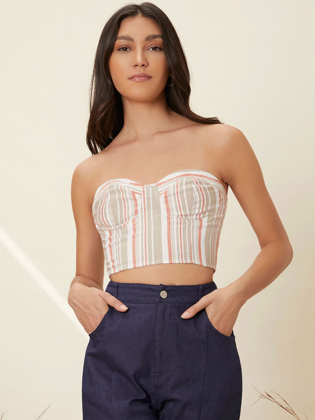 Striped Strapless Tube Top