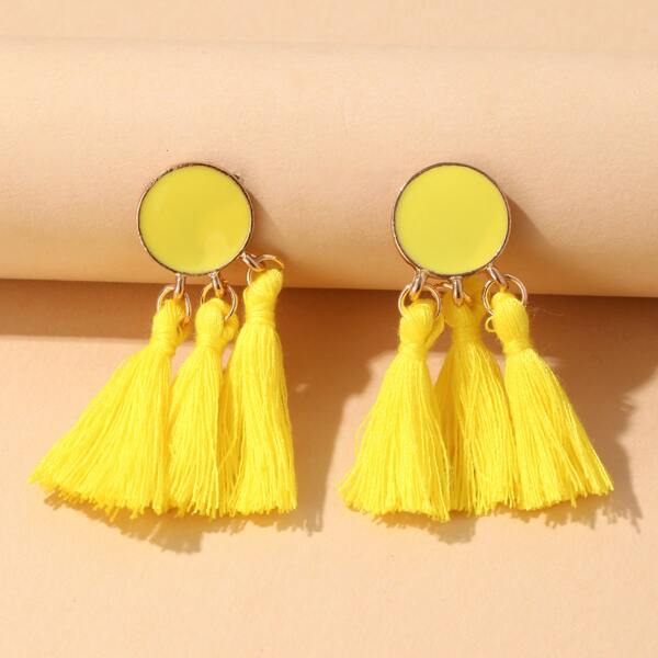 

Tassel Decor Drop Earrings, Yellow