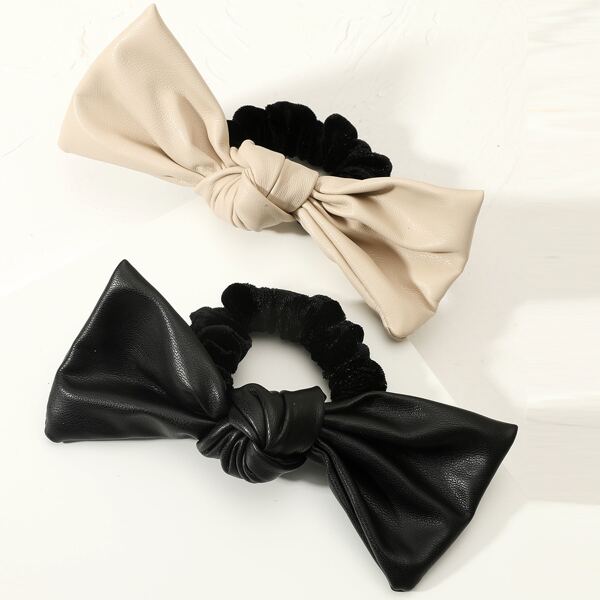 

2pcs Bow Knot Hair Tie, Black and white
