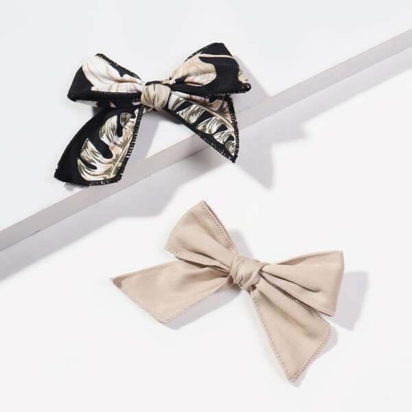 

2pcs Bow Decor Hair Clip, Multicolor