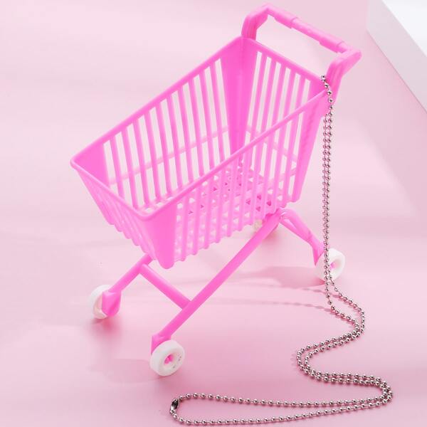 

Shopping Cart Shaped Pendant Necklace, Pink