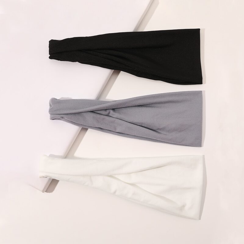 

3pcs Solid Hair Band, Multicolor