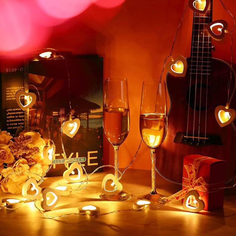 

1pc String Light With 10pcs Heart Bulb, Yellow