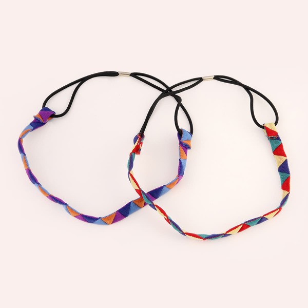 

2pcs Color Block Hair Band, Multicolor